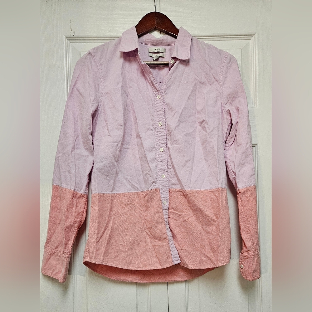J Crew Colorblock Pink Button Down Shirt
